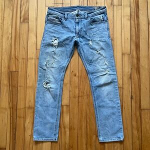 Diesel Thavar Slim-Skinny Distressed Jeans Light Blue Wash 0849E Mens 34x33